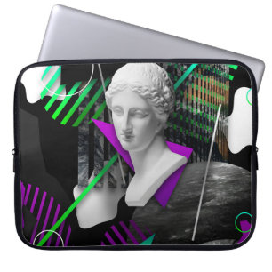 Contemporary art collage with plaster head statue laptop sleeve