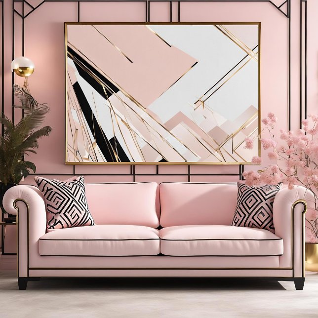 Contemporary Art Deco Inspired unframed Poster (Pretty pink Art Deco inspired contemporary print. Available in various sizes.)
