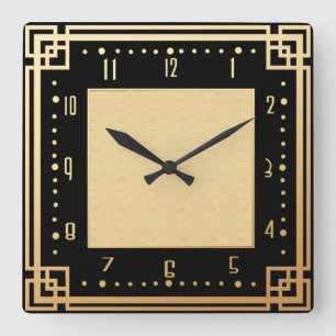 Contemporary Art Deco Style Square Wall Clock
