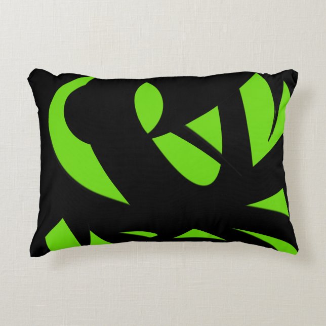 Contemporary Art Green / Black Accent Pillow (Front)