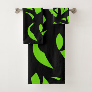 Contemporary Art Green / Black Bath Towel Set