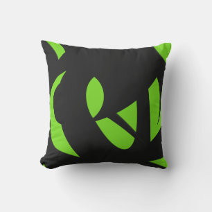 Contemporary Art Green / Black Outdoor Pillow