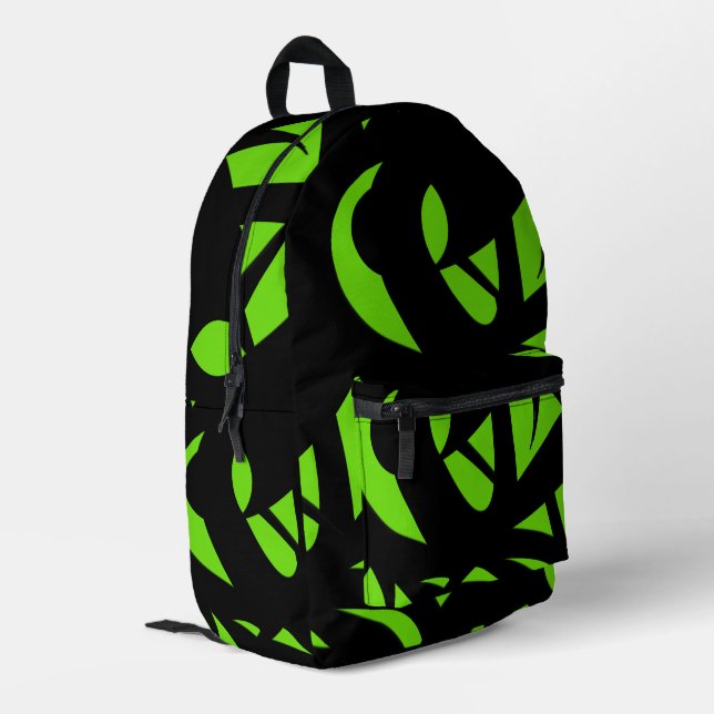 Contemporary Art Green / Black Printed Backpack (Back Corner Left)
