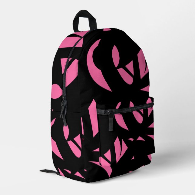 Contemporary Art Hot Pink / Black Printed Backpack (Back Corner Left)