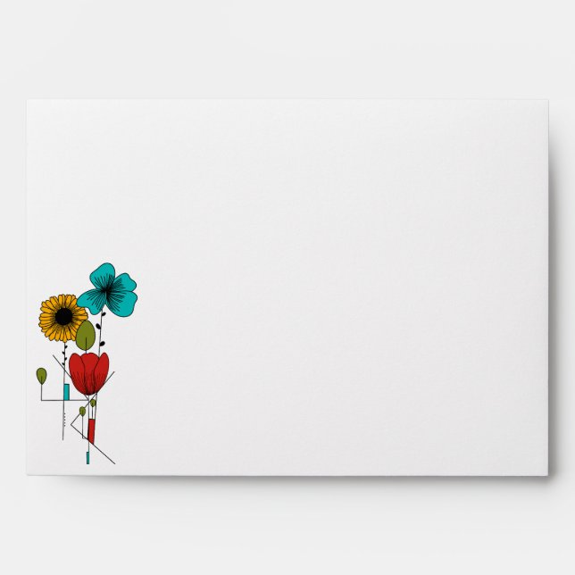 Contemporary Art Noveau Floral Wedding Envelope (Front)