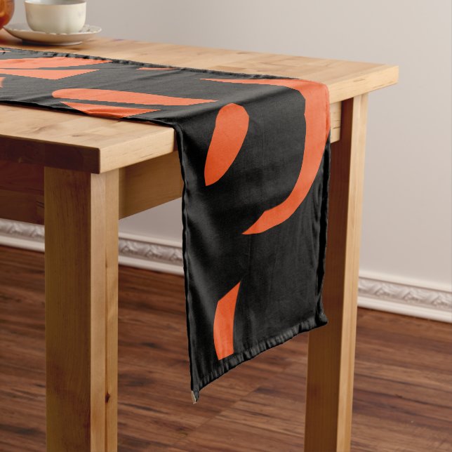 Contemporary Art Orange / Black Medium Table Runner (In Situ)