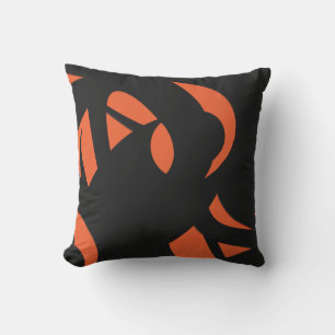 Contemporary Art Orange / Black Throw Pillow