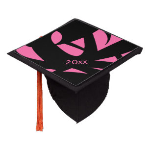 Contemporary Art Pink / Black Name Graduation Cap Topper