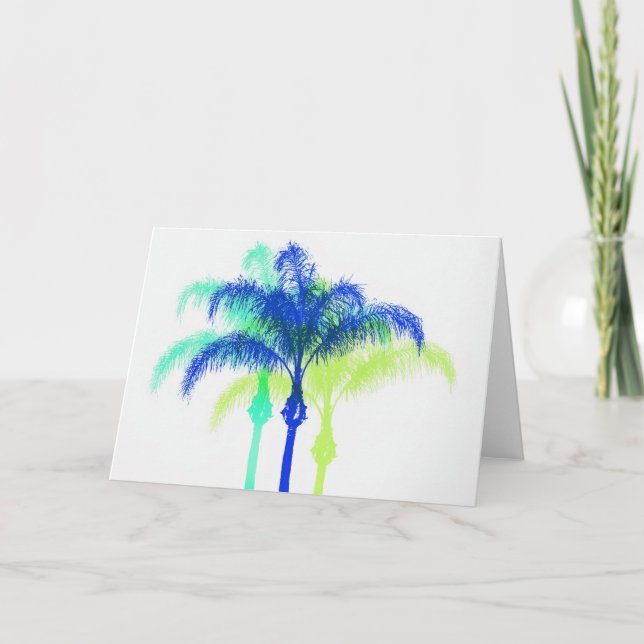 Contemporary Art Queen Palm Trees Artsy Note Card (Front)