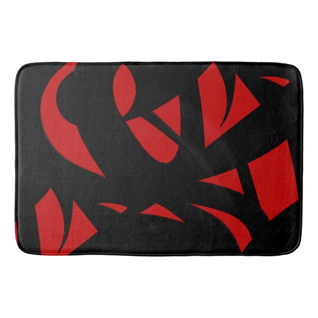 Contemporary Art Red / Black Bath Mat (Front)