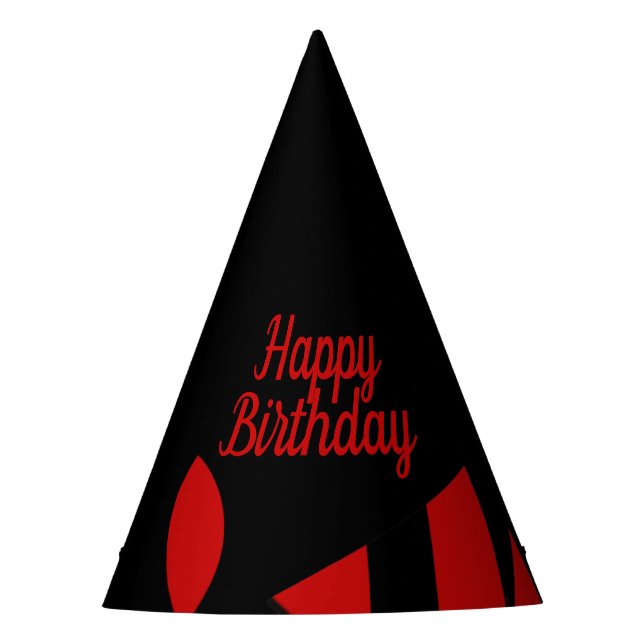 Contemporary Art Red / Black Birthday Party Hat (Front)