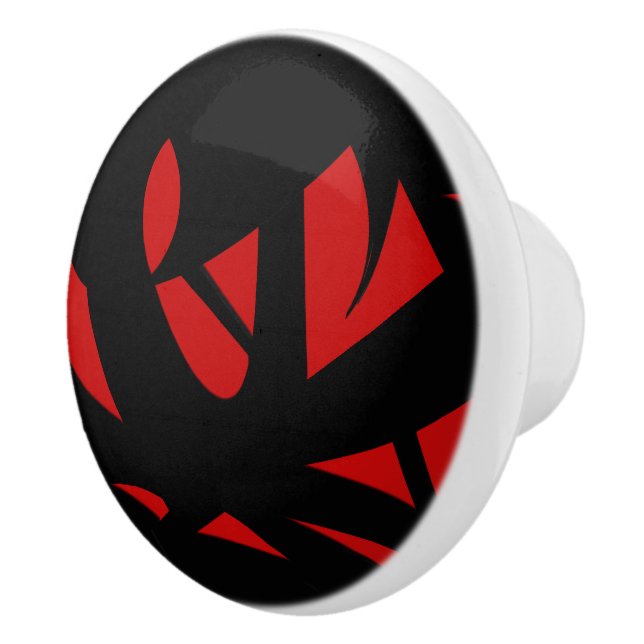 Contemporary Art Red / Black Ceramic Knob (Right)