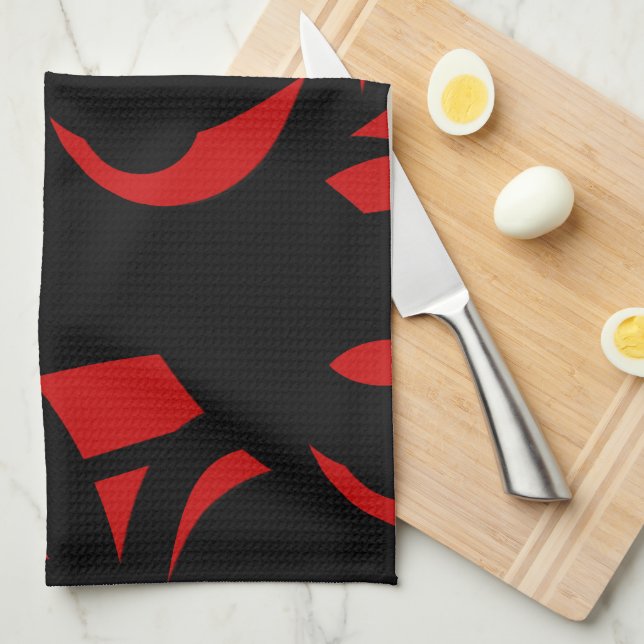 Contemporary Art Red / Black Kitchen Towel (Quarter Fold)