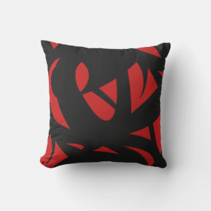 Contemporary Art Red / Black Outdoor Pillow