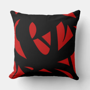 Contemporary Art Red / Black Throw Pillow