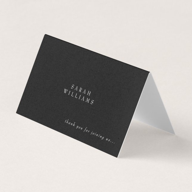 Contemporary B/W Custom Name Thank You Place Card (Front)