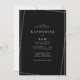  Contemporary B/W Geometric No Parents Wedding II Invitation