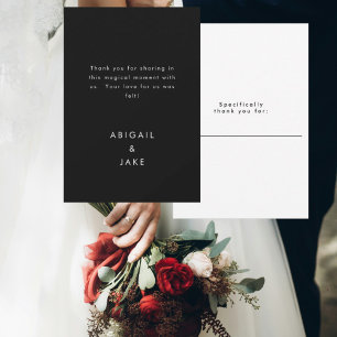 Contemporary B/W Personalized Message Wedding Thank You Card
