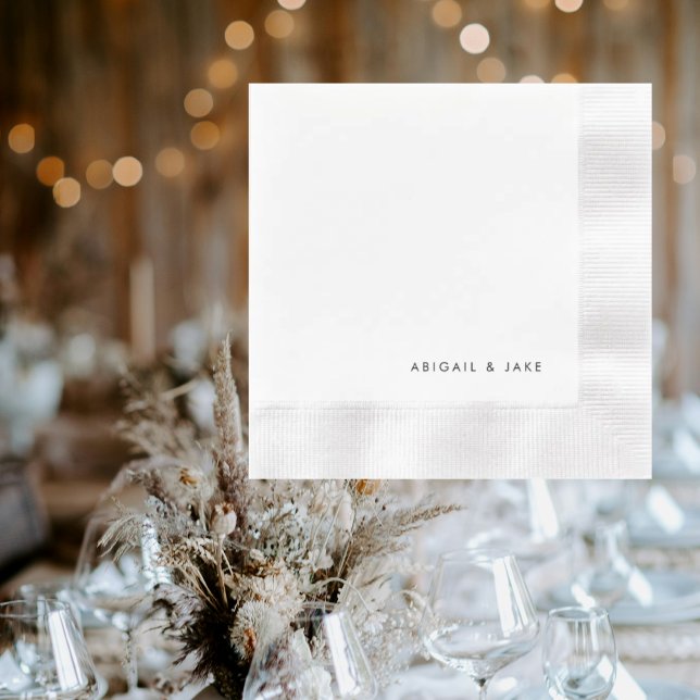 Contemporary B/W Personalized Names Coined Wedding Napkin (Creator Uploaded)