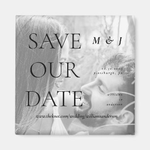 Contemporary B/W Photo Monogram Save Our Date  Magnet