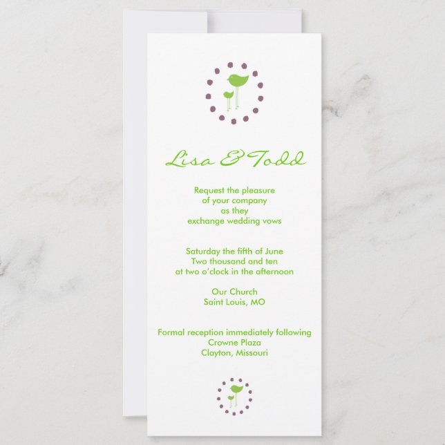 Contemporary Bird Wedding Invitation (Front)
