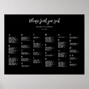 Contemporary black Alphabetical seating chart