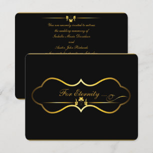 contemporary black and gold wedding design invitation