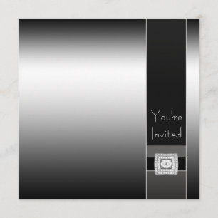 Contemporary Black and Silver Birthday Party Invitation