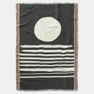 Contemporary Black and White Abstract Art Throw Blanket