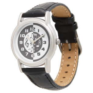 Contemporary black and white music design watch