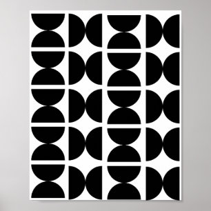 Contemporary Black and White Retro Half Moon 70s  Poster