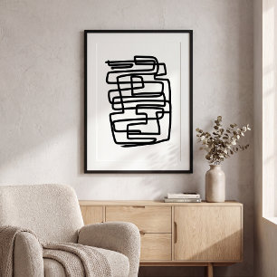 Contemporary black and white simple geometric Poster