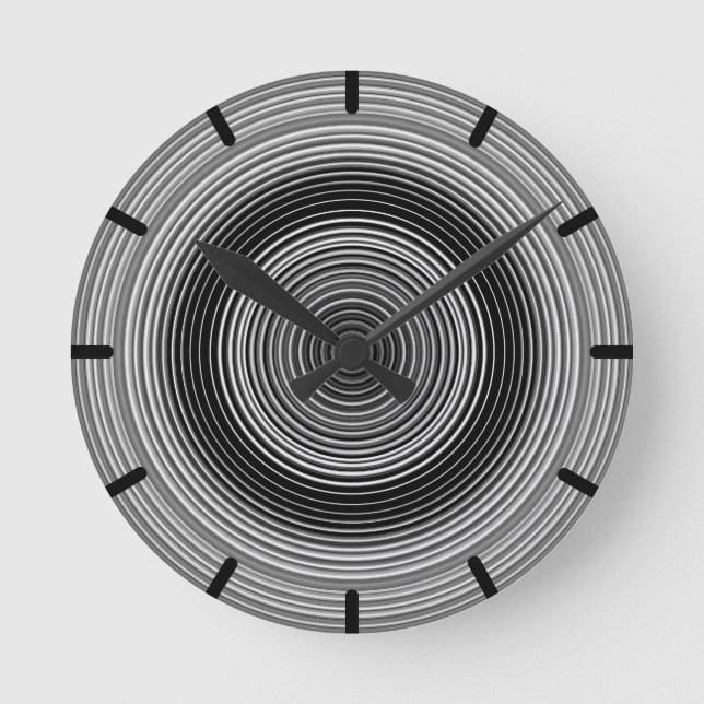 Contemporary Black and White Stylish Pattern Round Clock (Front)