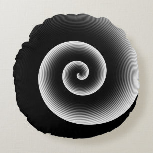 Contemporary Black and White Stylish Pattern Round Pillow