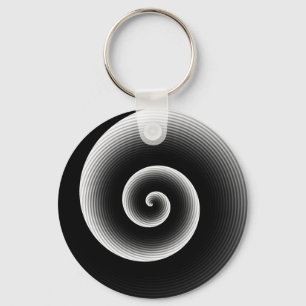 Contemporary Black and White Stylish Twirl Pattern Keychain