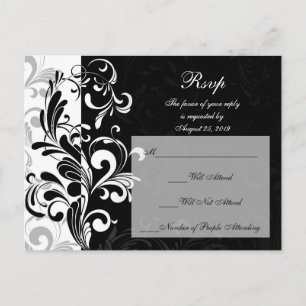 Contemporary Black and White Swirl Invitation Postcard