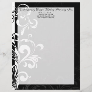 Contemporary Black and White Swirl Letterhead