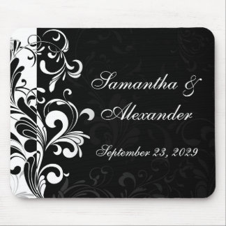 Contemporary Black and White Swirl Mouse Pad