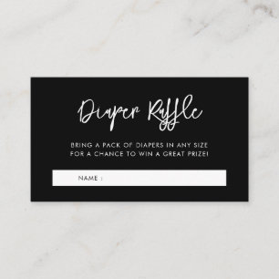 Contemporary black Baby shower diaper raffle Enclosure Card