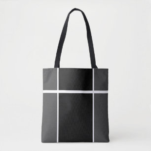 Contemporary Black Dark Grey White Colour Block Tote Bag