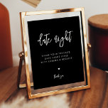 Contemporary black Date night ideas sign<br><div class="desc">Date night ideas for the newlyweds sign. A bold and trendy typography for your party supplies & stationery,  simple yet elegant with a black and white theme. Fully customizable: you can change the colours of the font and background if needed.</div>