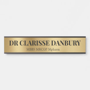 Contemporary Black & Faux Gold Custom Name Plate