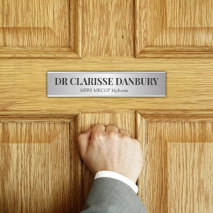 Contemporary Black & Faux Silver Custom Name Plate