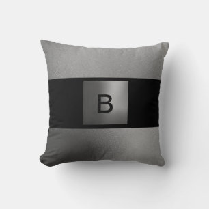 Contemporary Black Slick Grey Pillow-B Throw Pillow