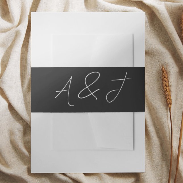 Contemporary Black Wedding Favors Invitation Belly Band (Creator Uploaded)