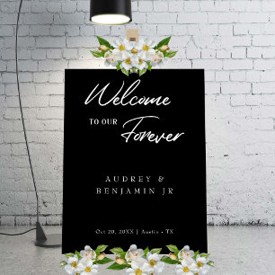 Contemporary Black Wedding Minimalist Welcome Sign