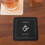Contemporary black wedding square paper coaster<br><div class="desc">A bold and trendy typography for your wedding stationery,  simple yet elegant with a black and white theme. Fully customizable: you can change the colours of the font and background if needed.</div>