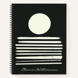 Contemporary Black White Abstract Art Personalized Notebook