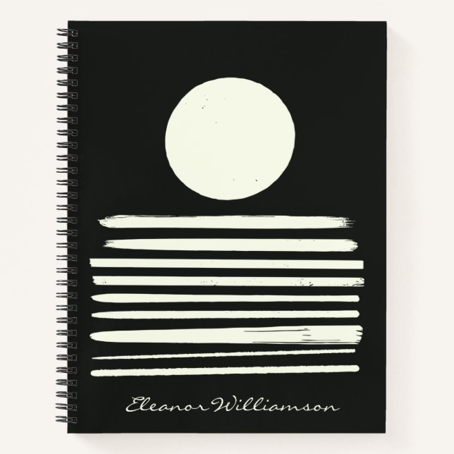 Contemporary Black White Abstract Art Personalized Notebook (Front)