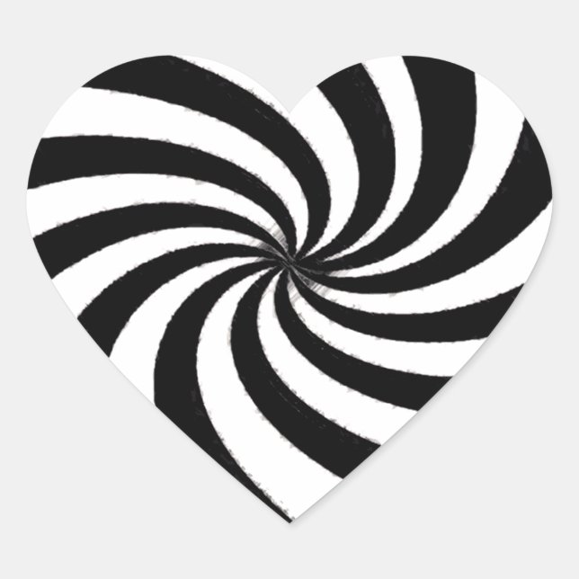 Contemporary Black & White Art Heart Sticker (Front)